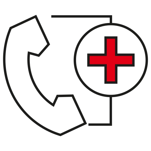 Icon mit Telefon und erste Hilfe Zeichen