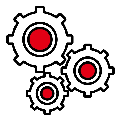 Icon mit 3 Zahnrädern