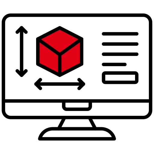 Icon einer Computerbildschirms mit Pfeilen und Schriftzug